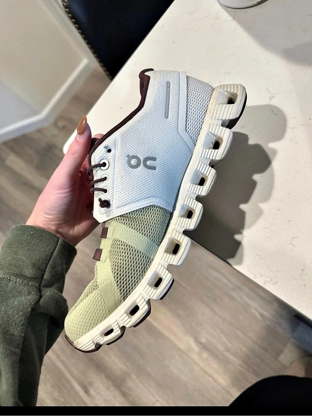 On Cloud 5 Ice Haze Women's Athletic Shoes White & Green US 8.5 W